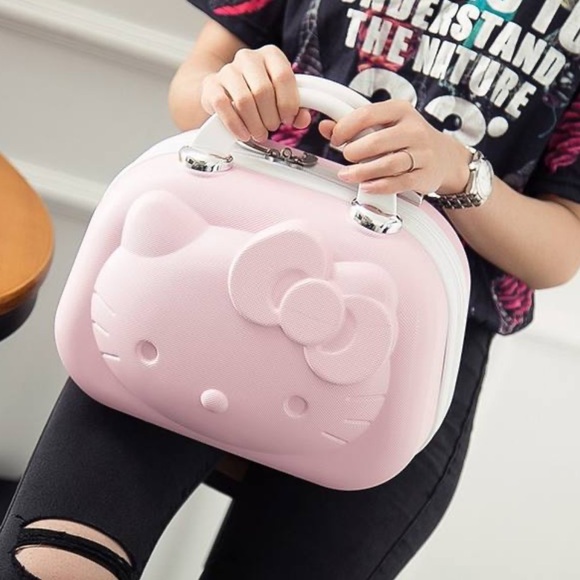 โญ๏ธ  Hello Kitty Cosmetic Makeup Travel Carry On Hard Shell Bag  Case โญ๏ธ - Picture 7 of 9